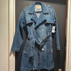 Michael Kors belted blue Jean jacket. Size Large.